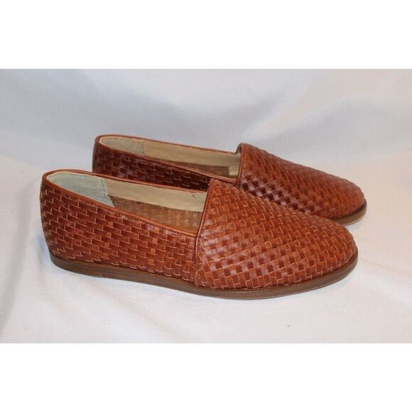 NISOLO ALEJANDRO MEN\'S LEATHER WOVEN SLIP ON SHOES BRANDY‎ NEW $190 sz 8.5